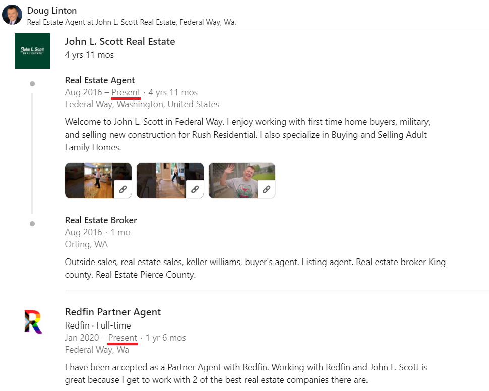 Doug Linton advertises as a John L. Scott agent and a Redfin Partner Agent