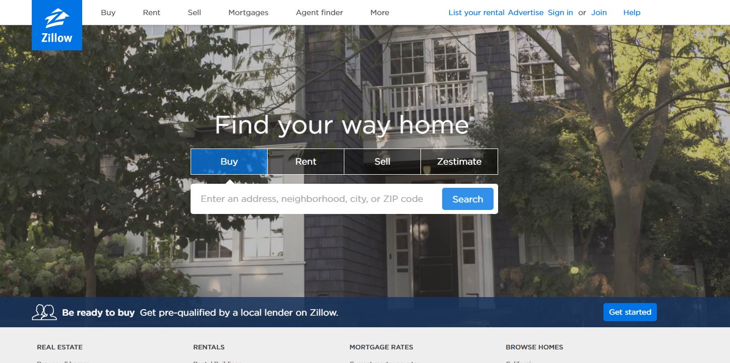 Zillow website