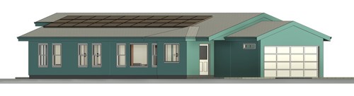 Architects rendering of the home as seen from the south.